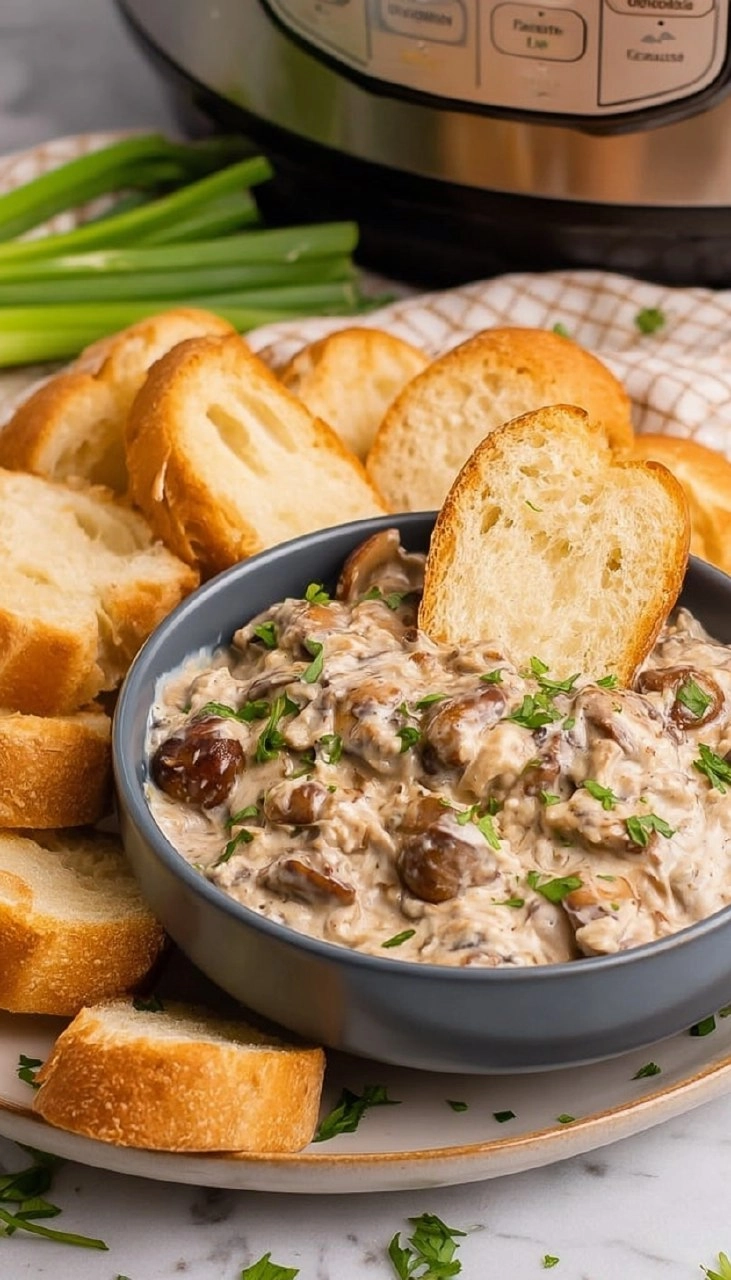 Slow Cooker Stuffed Mushroom Dip