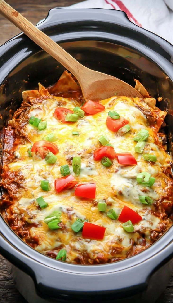 Slow Cooker Beef Enchilada Casserole