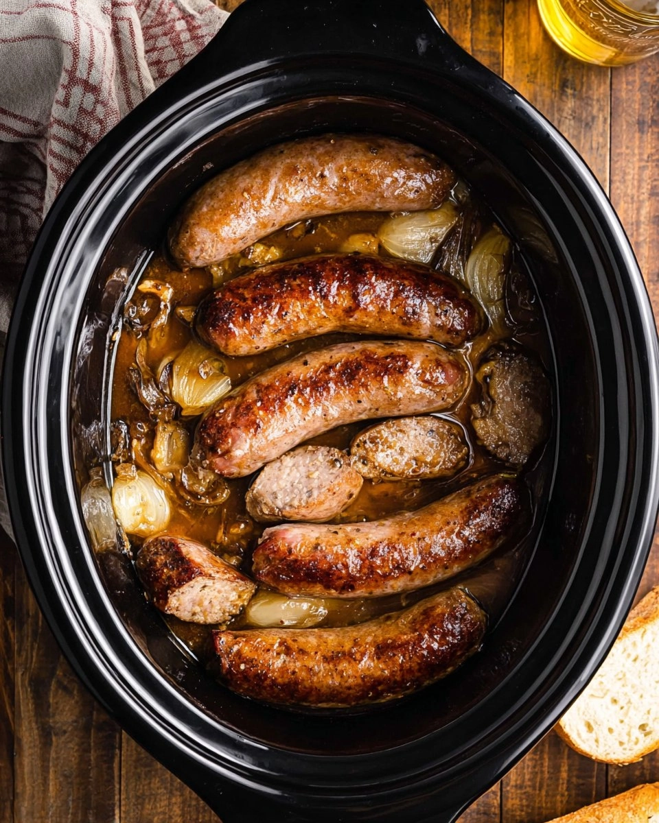 Slow Cooker Beer and Garlic Brats