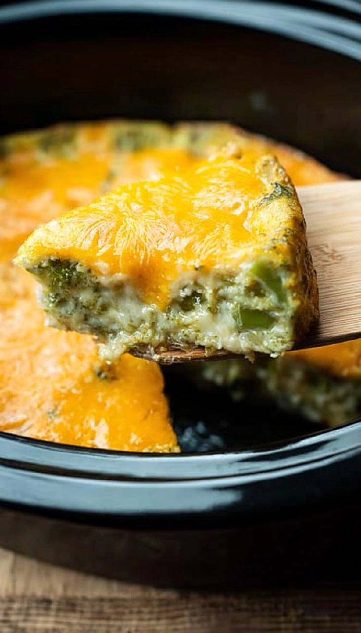 Slow Cooker Crustless Broccoli Cheese Quiche