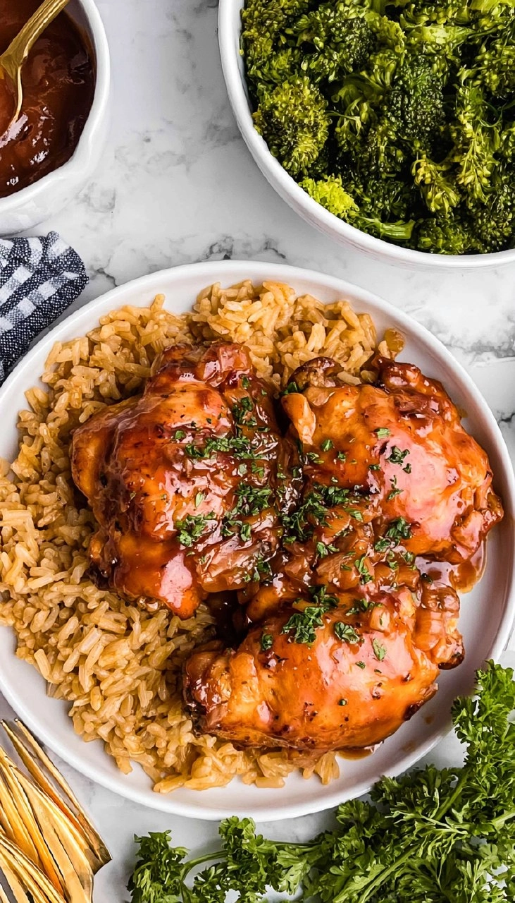 Juicy Slow Cooker BBQ Chicken Thighs