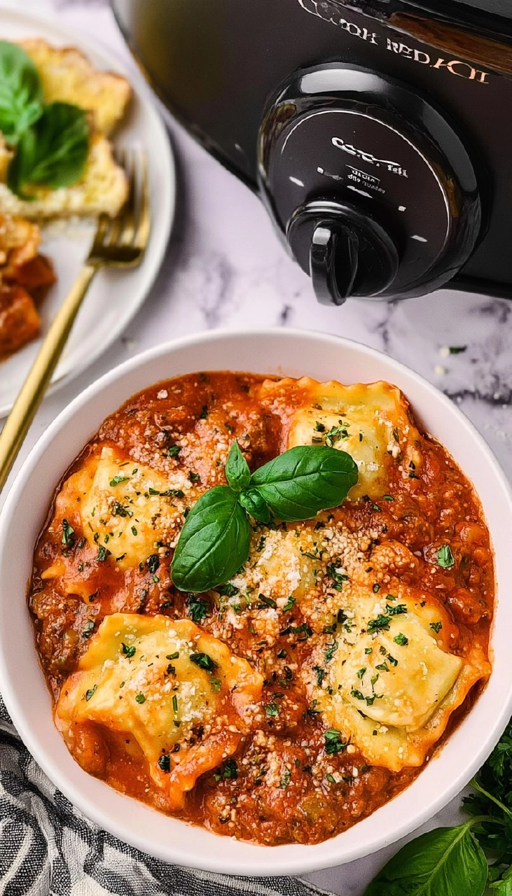 Lazy Day Slow Cooker Ravioli Lasagna