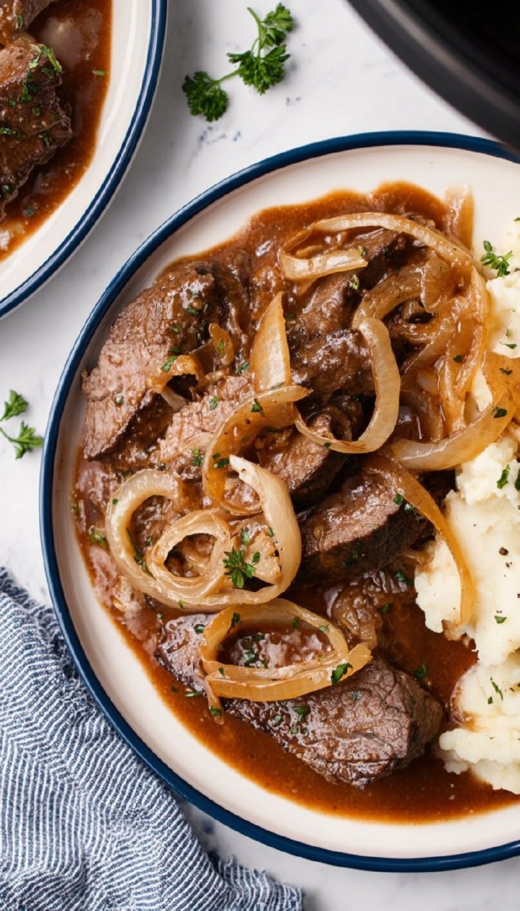 Slow Cooker Steak and Onions