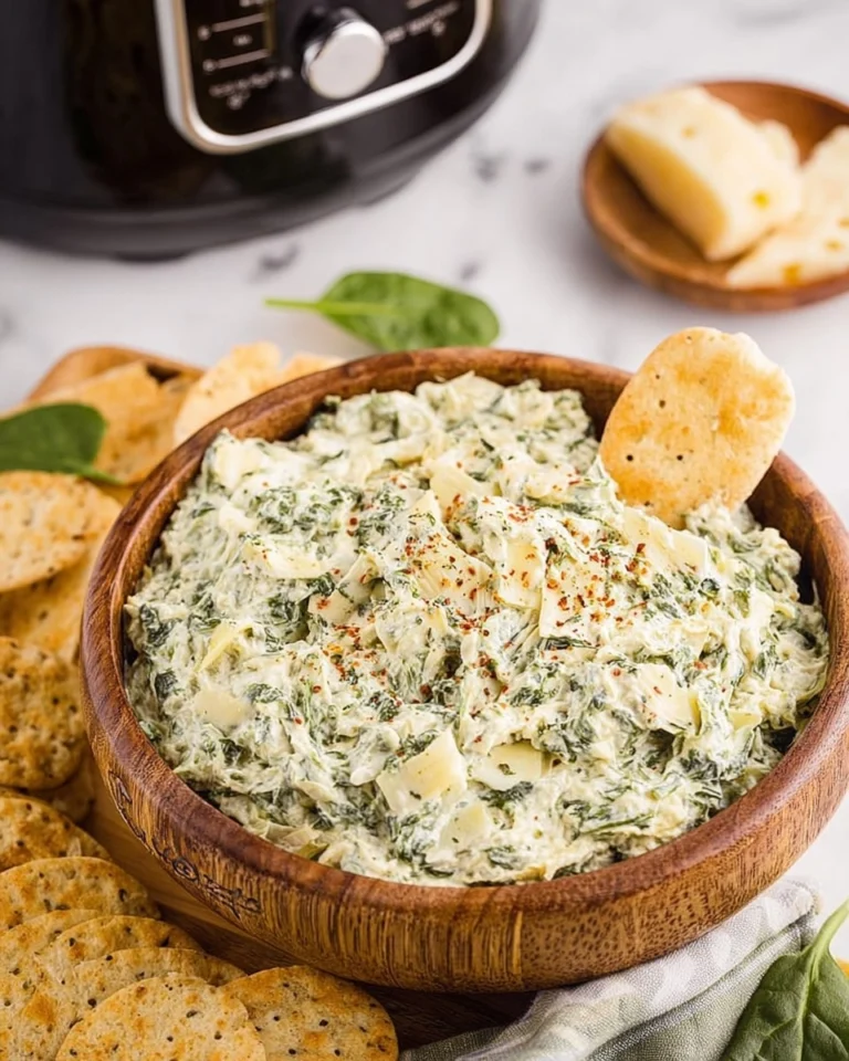 Cheesy-Slow-Cooker-Spinach-Artichoke-Dip-Recipe
