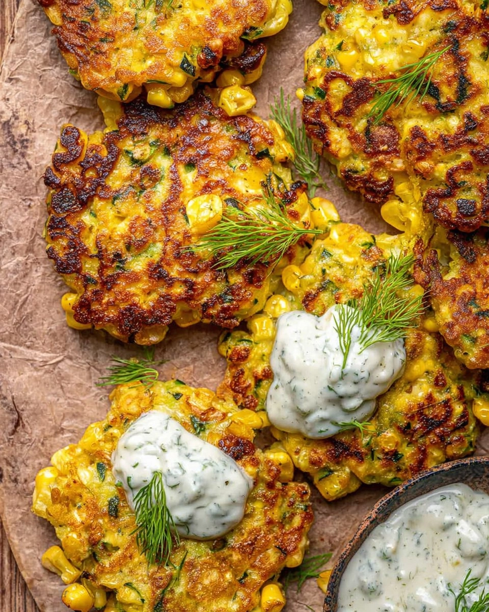 Corn and Zucchini Fritters with Herb Yogurt Sauce