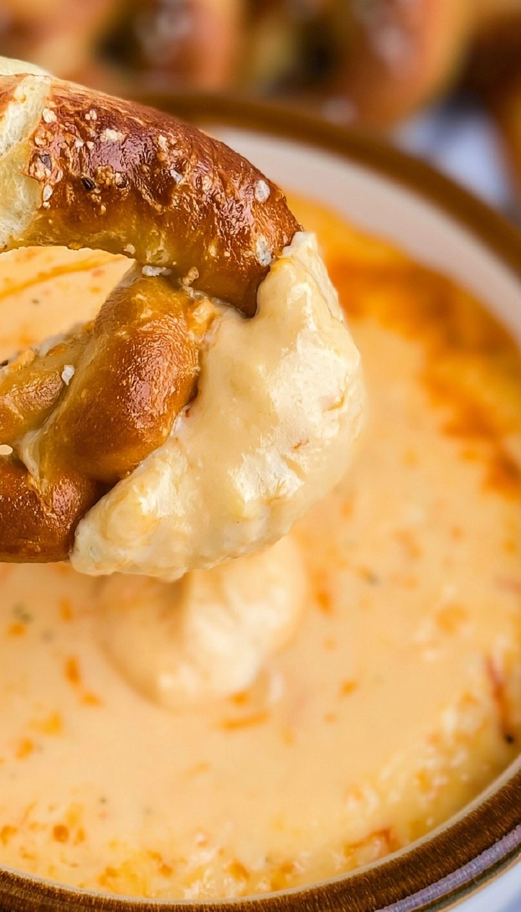 Easy Pretzel Cheese Dip in the Slow Cooker