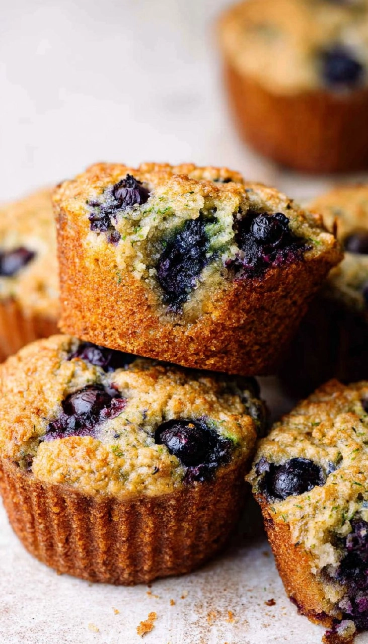 Healthy Blueberry Zucchini Muffins (Gluten Free, Paleo, Almond Flour)