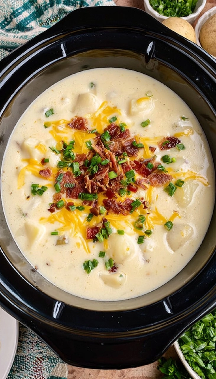 Hearty Homestyle Slow Cooker Loaded Potato Soup