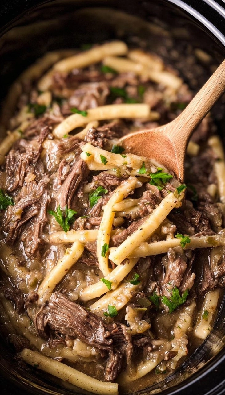 Old Fashioned Slow Cooker Beef and Noodles