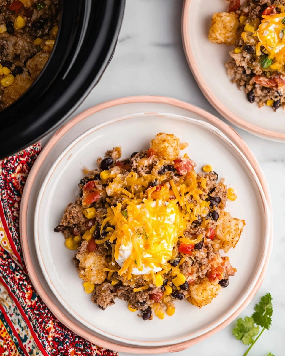 Taco Tater Tot Casserole (In The Slow Cooker)