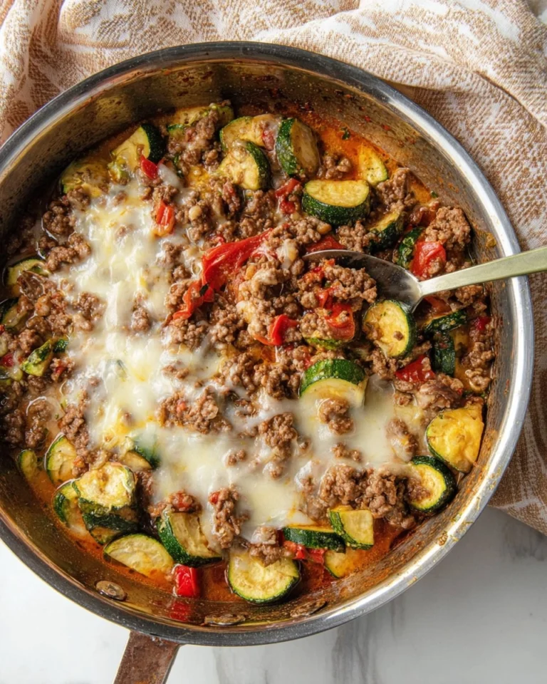 Cheesy-Ground-Beef-Zucchini-Skillet-Recipe