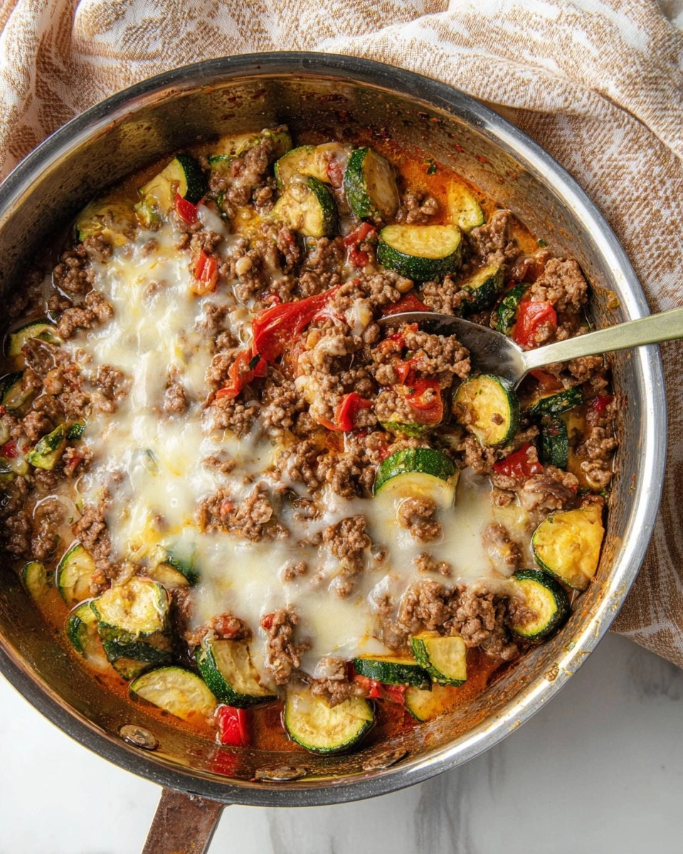Cheesy Ground Beef Zucchini Skillet