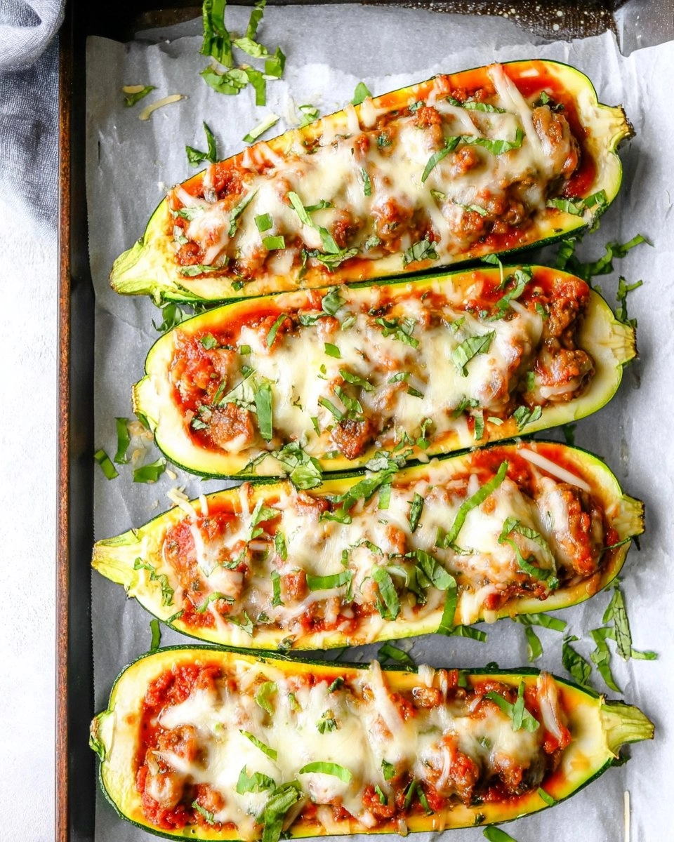 Sausage Stuffed Zucchini Boats