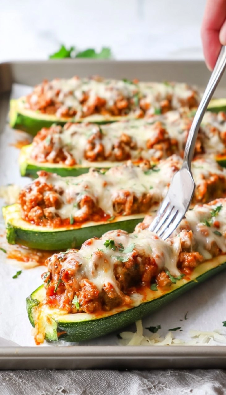 Sausage Stuffed Zucchini Boats