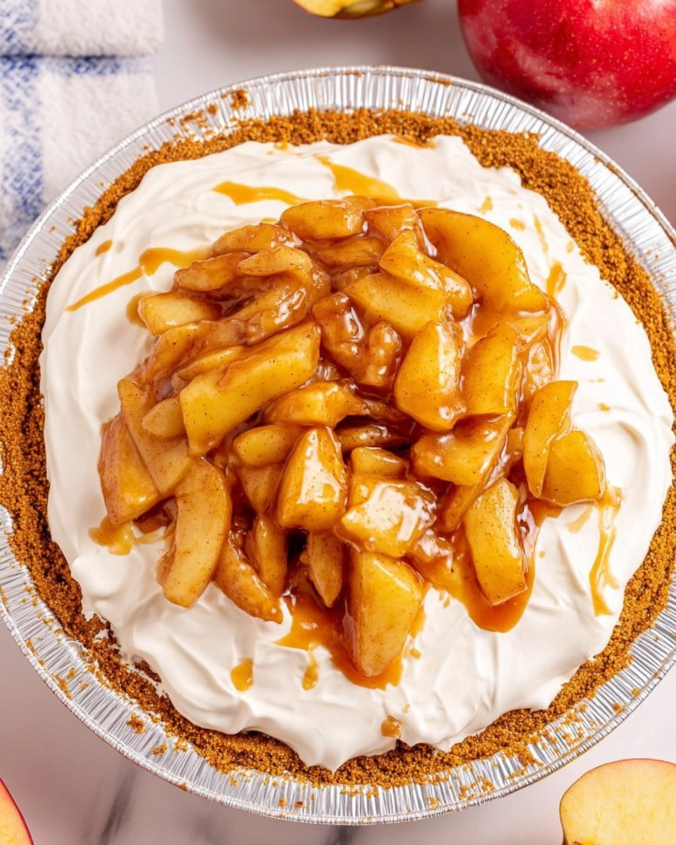 Creamy No Bake Apple Cheesecake Pie