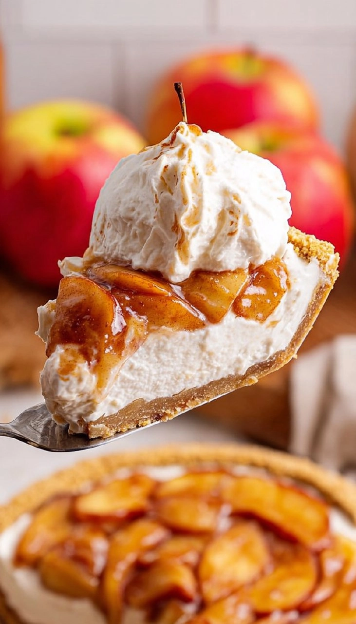 Creamy No Bake Apple Cheesecake Pie