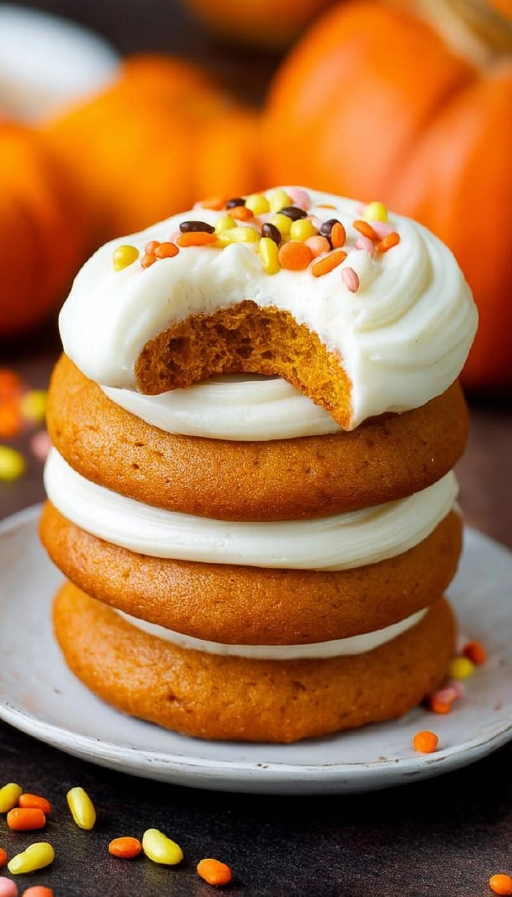 Pumpkin Cookies with Cream Cheese Frosting