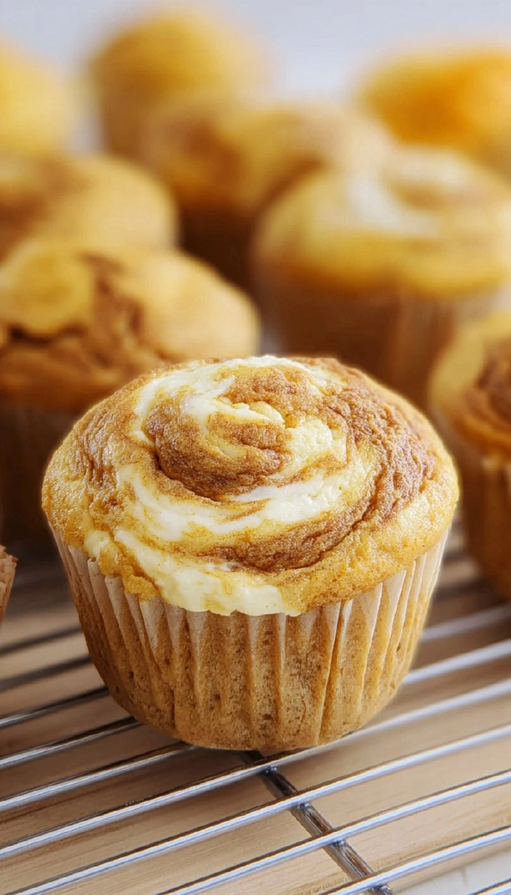 Pumpkin Muffins with Cheesecake Swirl