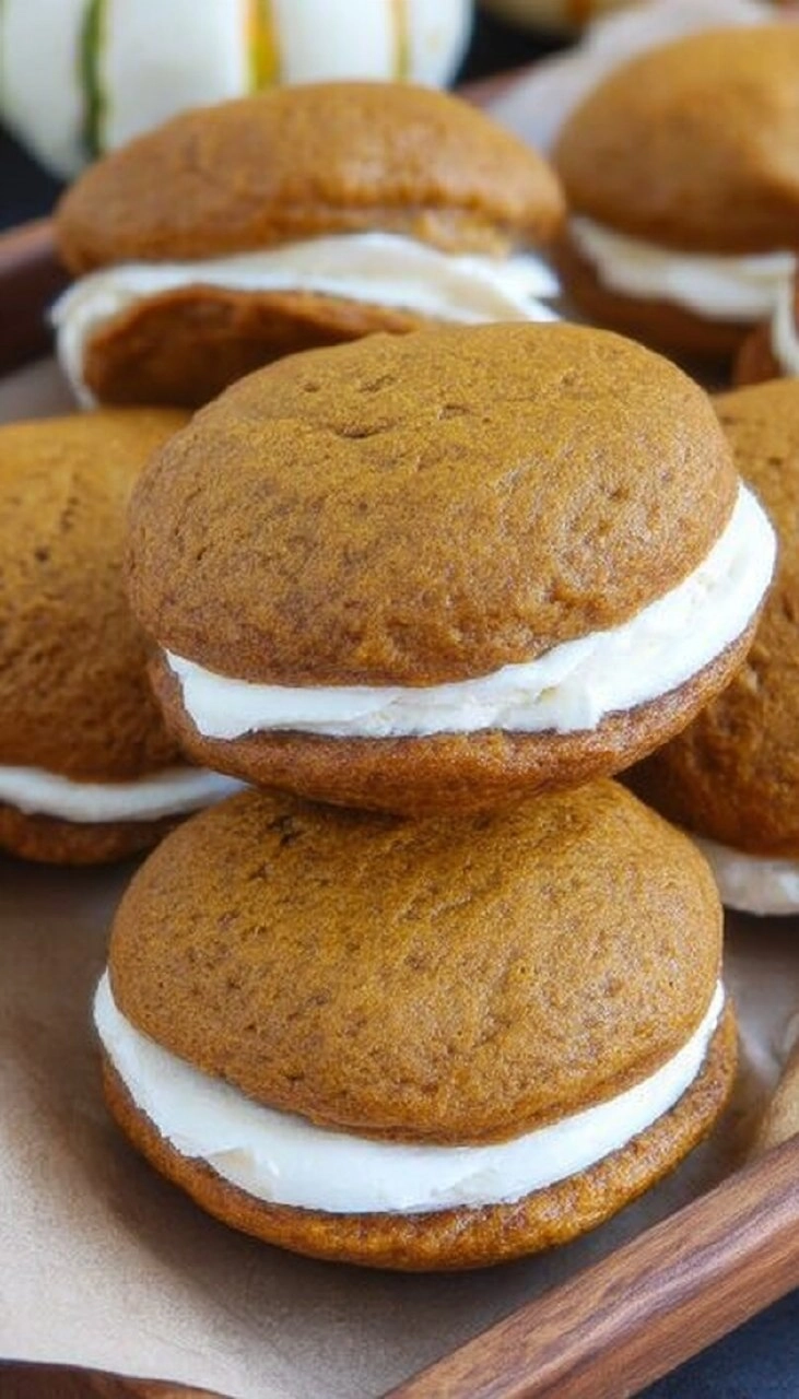 Pumpkin Whoopie Pies with Cream Cheese Filling